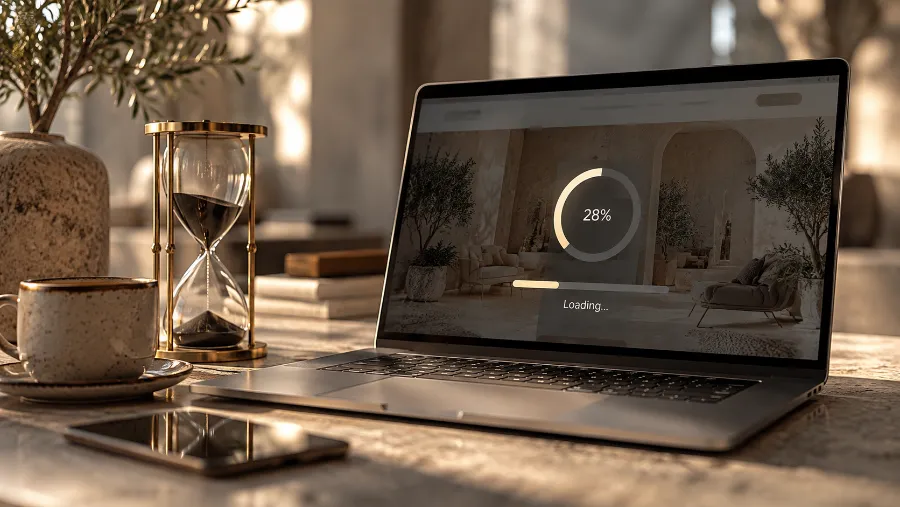 Notebook s načítáním stránky a přesýpacími hodinami