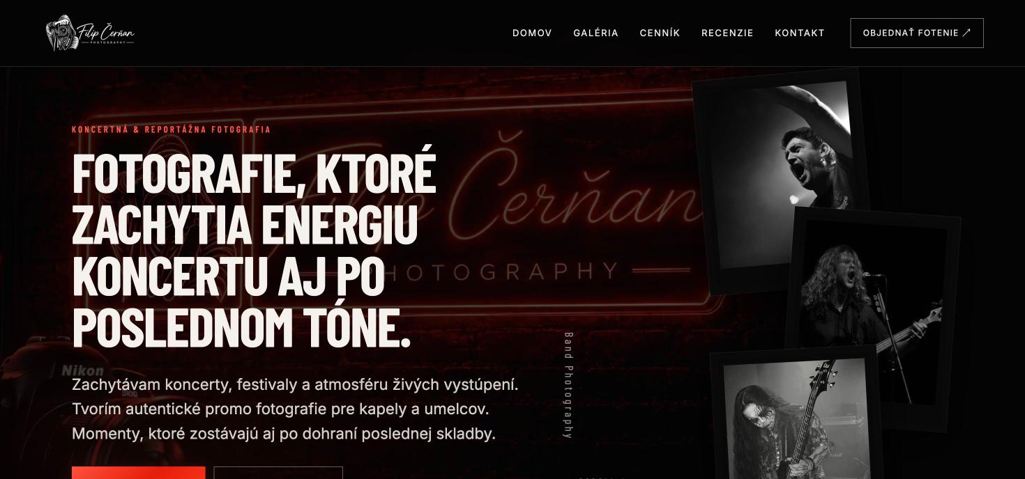 Úvodní stránka webu c-filip.sk po zrychlení