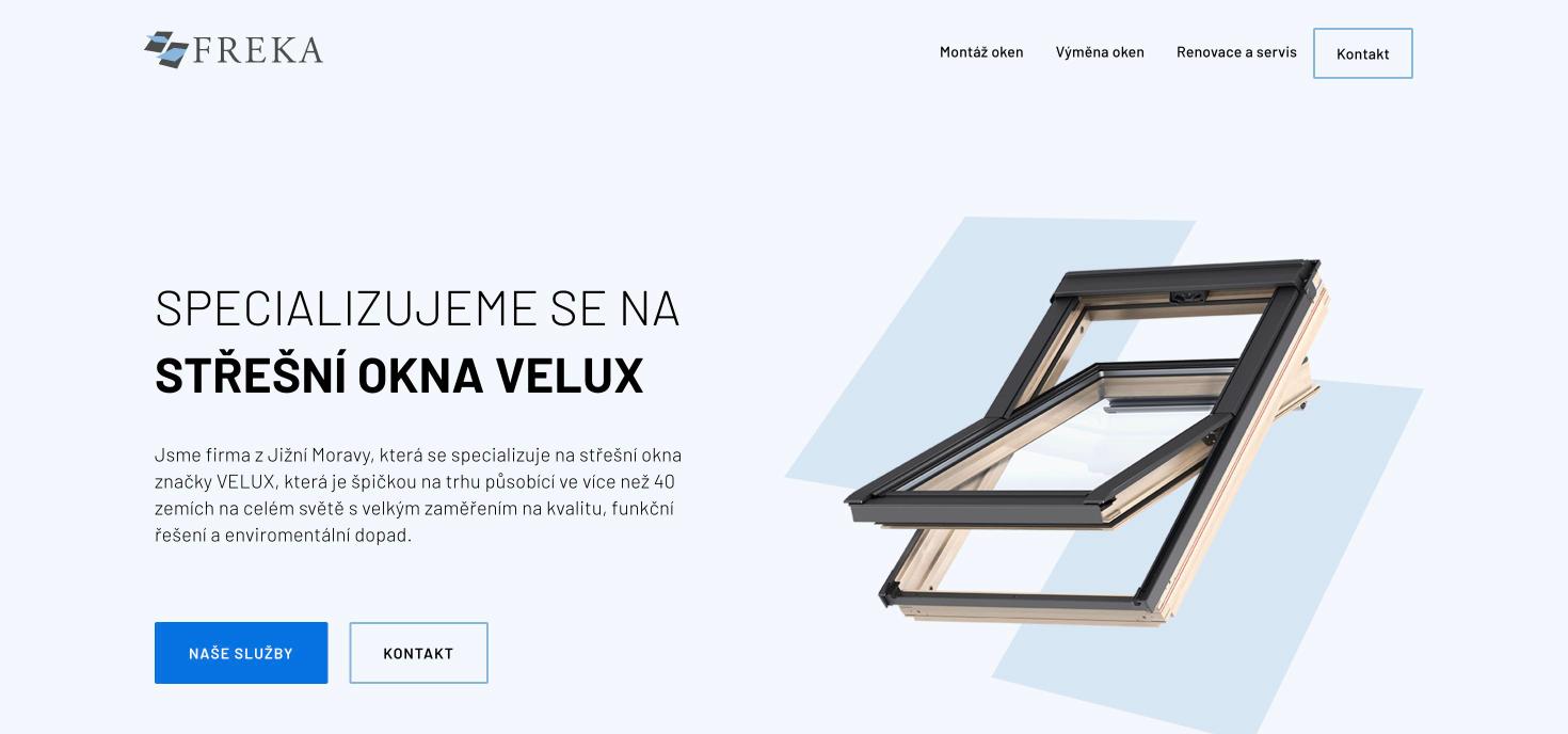 Úvodní stránka webu freka.cz po vyčištění a zrychlení